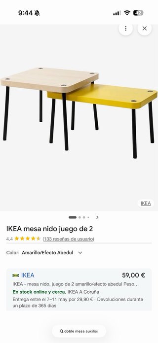 Mesa nido amarilla y beige Ikea - SONHULT