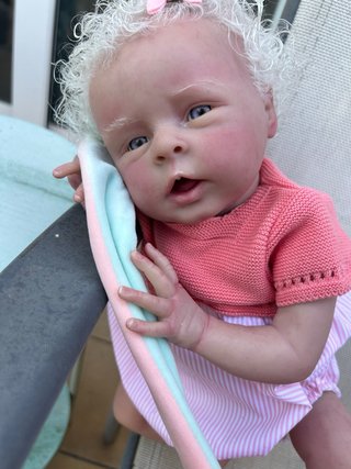 Bebé Reborn Vinilo Albino Pelo Injertado