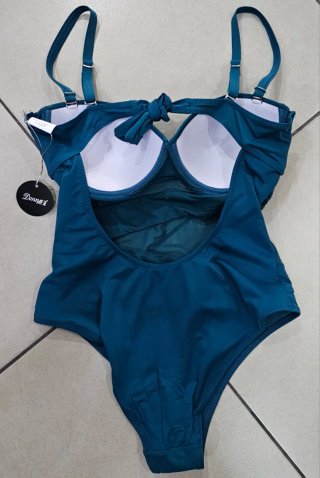 Costume intero blu con dettagli in rete