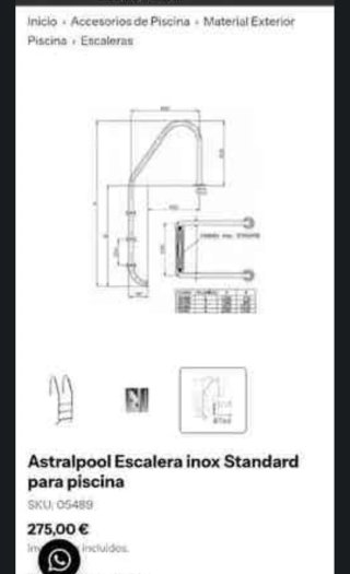 Escalera Piscina Metal y Plástico