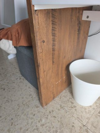 Escritorio tocador+espejo madera y blanco