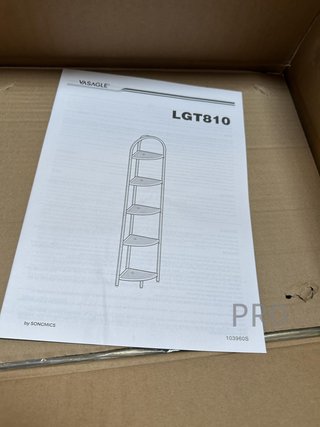 Scaffale angolare VASAGLE a 5 livelli, libreria, supporto per piante, scaffale per bagno, vetro temperato, struttura in metallo, stile moderno, per soggiorno, cucina, dorato metallico LGT810A01