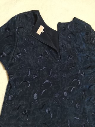 Blusa marina Encaje Bordado Eventos Fostoneado T46