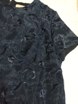 Blusa marina Encaje Bordado Eventos Fostoneado T46