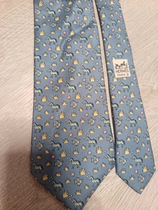 Corbata Hermes Azul Multicolor Cebra