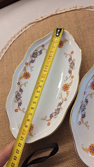 2 Rabaneras Bohemia Porcelana Flores Doradas