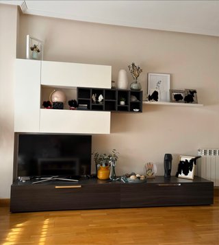 Mueble salón blanco y gris 260cm