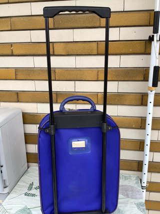 Trolley piccolo da viaggio azzurro con rotelle