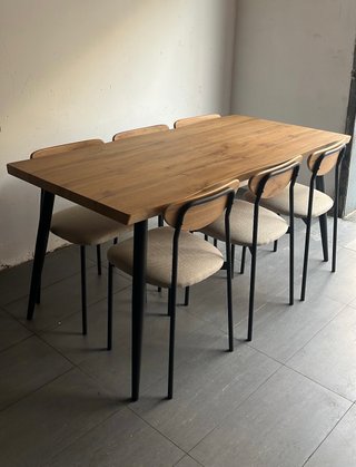 Mesa Comedor + 6 Sillas Estilo Industrial