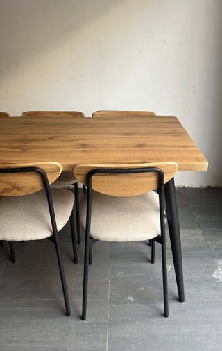 Mesa Comedor + 6 Sillas Estilo Industrial