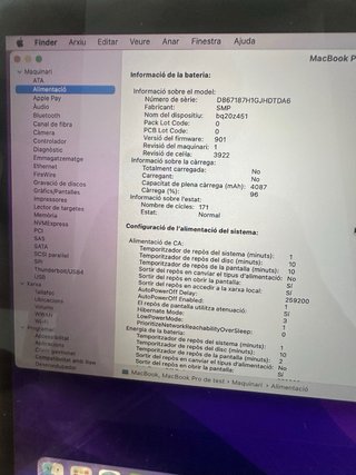MacBook Pro 13” Retina 2016 500GB SSD - 171 ciclos
