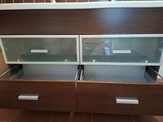 Mueble baño doble lavabo, grifos y espejo