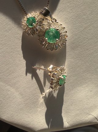 !! SET ESMERALDAS PLATA 925 EFECTO DIAMANTE !!