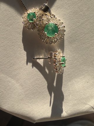 !! SET ESMERALDAS PLATA 925 EFECTO DIAMANTE !!