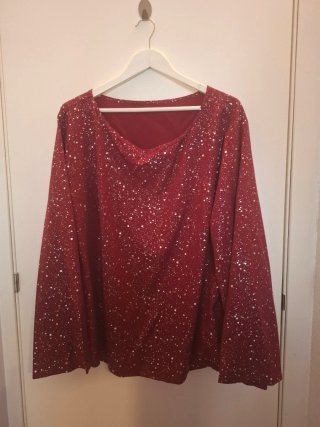 Blusa manga larga con estampado plateado