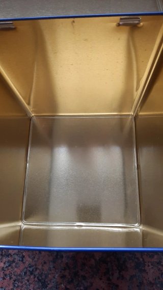 Caja metálica azul Navidad galletas