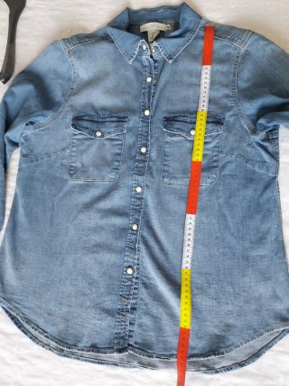 Camicia jeans H&M donna bottoni madreperla