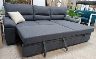 Sofá Cama EMMA, Gris oscuro. Chaiselong con Arcón.