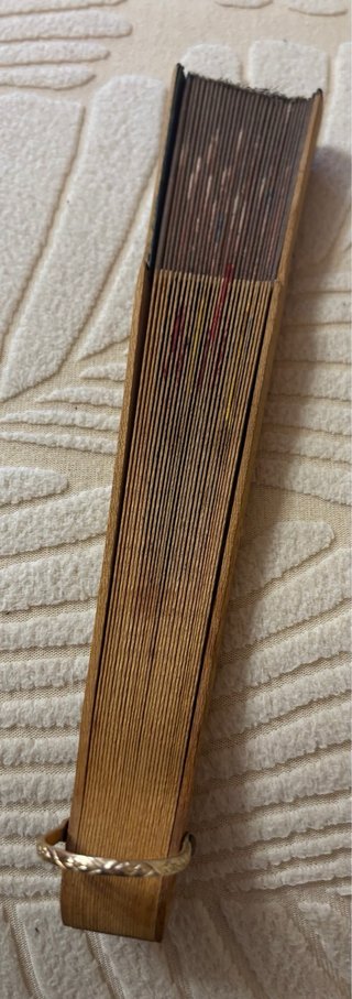 Ventaglio vintage legno dipinto a mano fiori