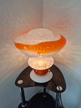 Lampada vintage vetro e plastica arancione