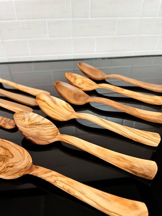 Set posate legno ulivo fatte a mano
