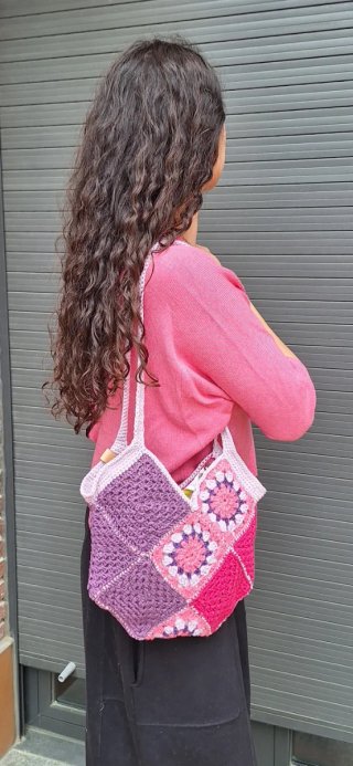 Bolso Crochet Artesanal Rosa y Morado