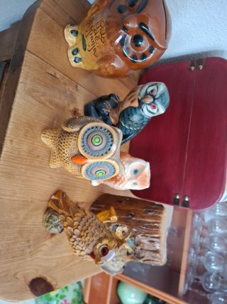 Set di gufi decorativi in ceramica