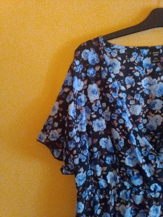 Vestido Shein Curve Estampado Floral Azul Talla 44