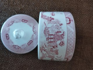 Azucarero porcelana rosa estilo Willow San Claudio