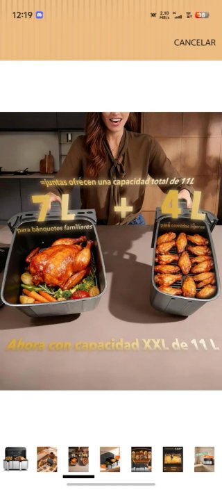 Freidora de Aire WELLENT 11L Doble Cesta