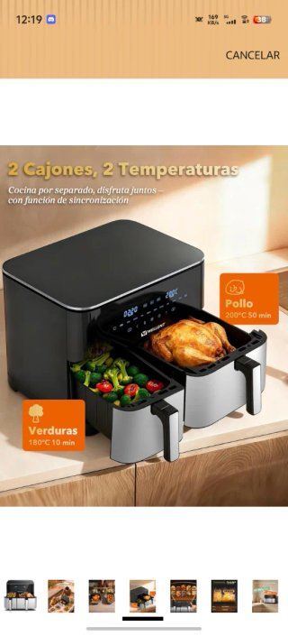 Freidora de Aire WELLENT 11L Doble Cesta