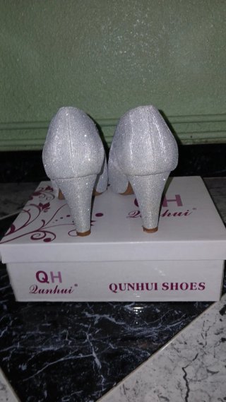 Qunhui Zapatos Tacón Plateados