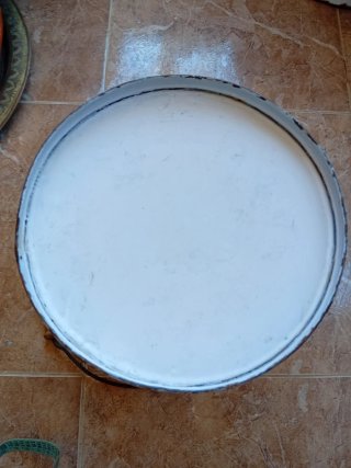 Cubo esmaltado blanco y rosa