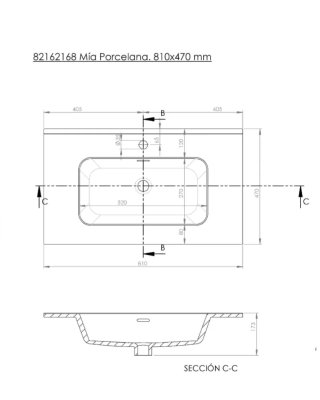 Lavabo Mia 81x18x46 cm