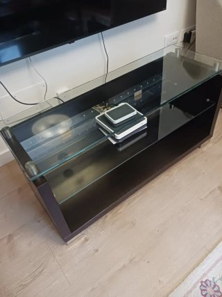 Mesa TV cristal y madera oscura 1,10 x 40 x 52
