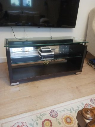 Mesa TV cristal y madera oscura 1,10 x 40 x 52