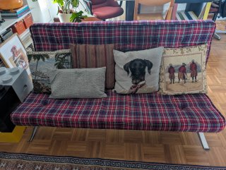 Sofá Vintage sillón doble diseño Barcelona cuadros