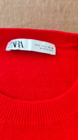 Jersey Zara Rojo Cachemir y Acrílico de Zara