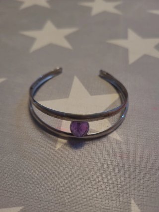Conjunto pulsera y anillo morado/plateado