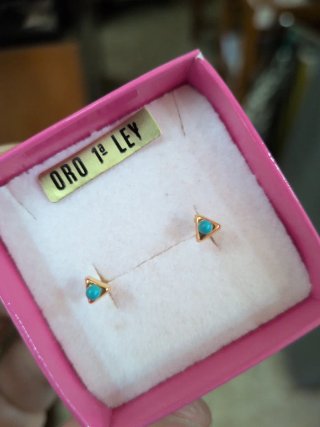 Pendientes Triángulo Turquesa Oro 18k