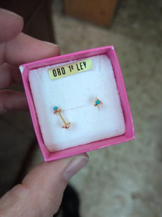 Pendientes Triángulo Turquesa Oro 18k