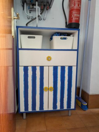 Armario Cómoda Diseño Rayas Azul y Blanco