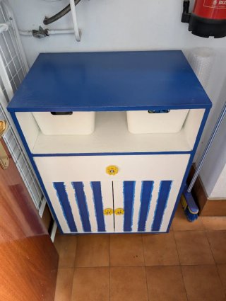 Armario Cómoda Diseño Rayas Azul y Blanco