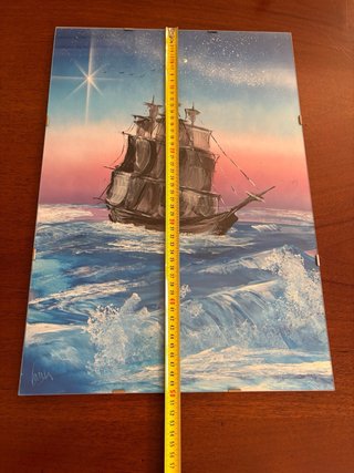 Dipinto spray art originale nave in mare