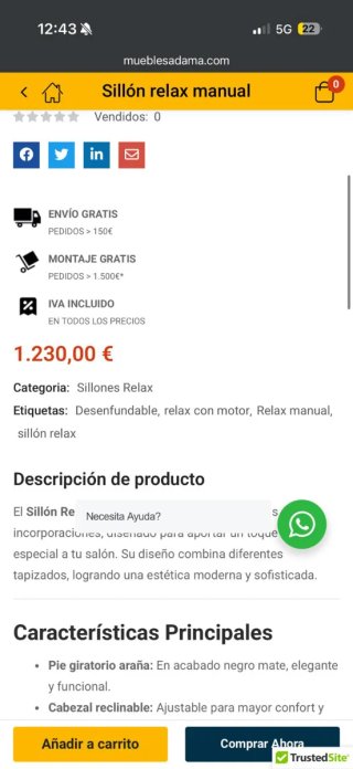 Sillón eléctrico marca CLINT