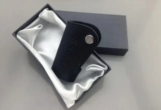 FUNDA DE LLAVE LLAVERO CUERO NEGRO MERCEDES AMG