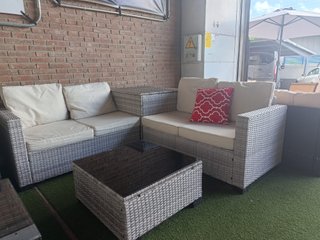 Conjunto Ratan Terraza Beige y Marrón