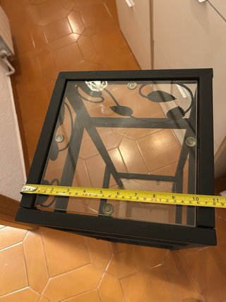 Mesa auxiliar hierro 2 estantes cristal