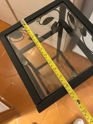 Mesa auxiliar hierro 2 estantes cristal