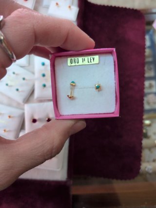 Pendientes Oro 18k Cuadrados Turquesa Pequeños